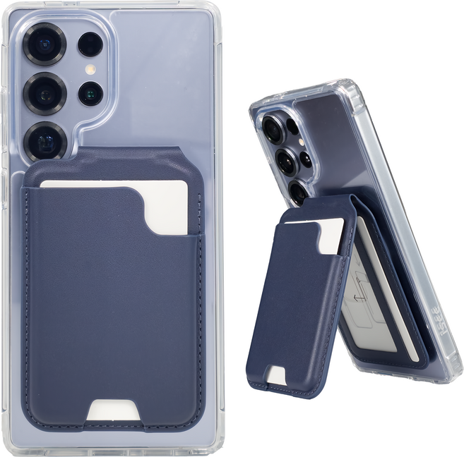 아이시(isee) 맥세이프 강력자석 각도조절 스탠드 카드지갑 (카드4장 수납), 1개, 잉크(갤럭시용)