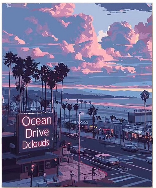 호인트 diy 명화그리기 유화 피포페인팅 컬러링키트 대형 40x50cm, 1개, 013해변의멜로디