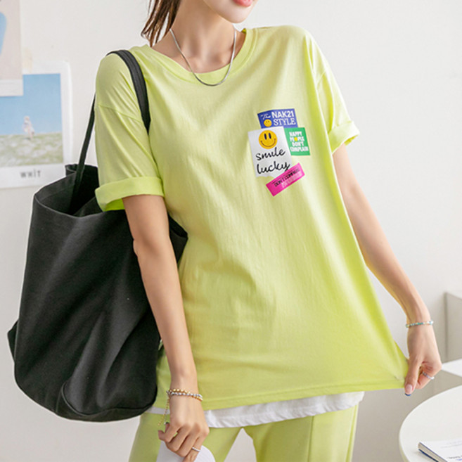 [나크21] (55~120) 나염 코튼 반소매 티셔츠 KO22-T-11