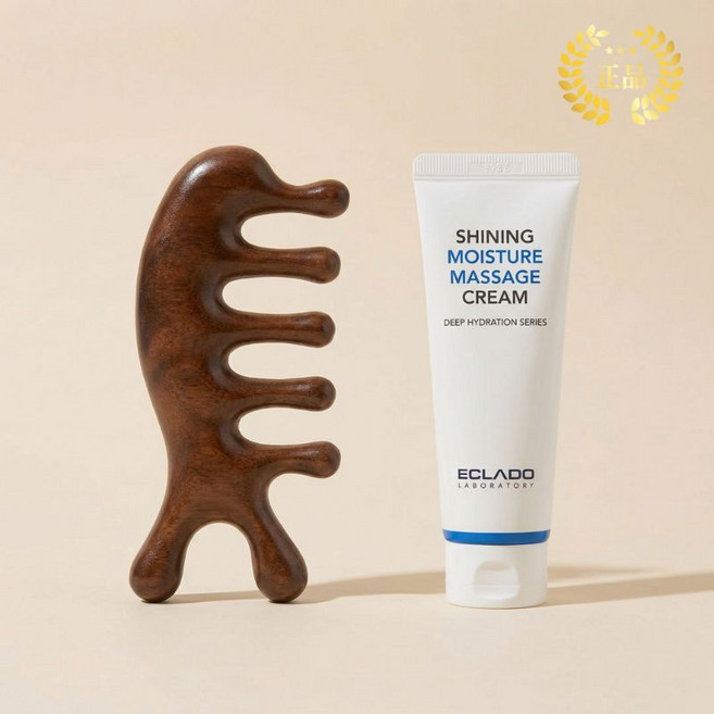 [정품]ECLADO 에끌라두 골든 샌달우드 괄사+마사지크림 10g/두피 얼굴 바디 림프 마사디 나무 괄사 마사지기, 1개, 우드괄사+마사지크림10g