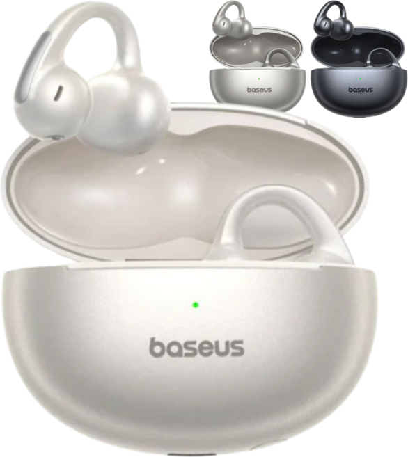 베이스어스 MC1 PRO 이어폰 무선 블루투스 러닝 방수 오픈형 오픈이어 이어버드, 화이트