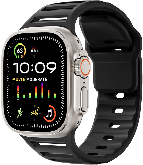 밴드톡 애플워치 호환 스포츠 실리콘 스트랩 밴드11 10 9 8 7 6 5 4 3 2 se2/3 ultra2/3, 블랙, 1개