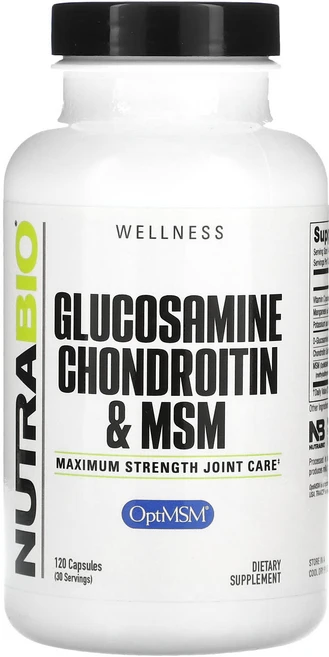NutraBio 글루코사민 콘드로이틴 & MSM 캡슐 120정, NutraBio글루코사민콘드로이틴&MSM캡슐120정, 1개 - 쿠팡