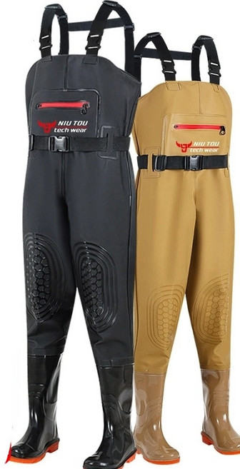 장화달린 갯벌바지 멜빵 작업복 허리 일체형 방수 전신, J. 47 평소 신발 사이즈에 따라