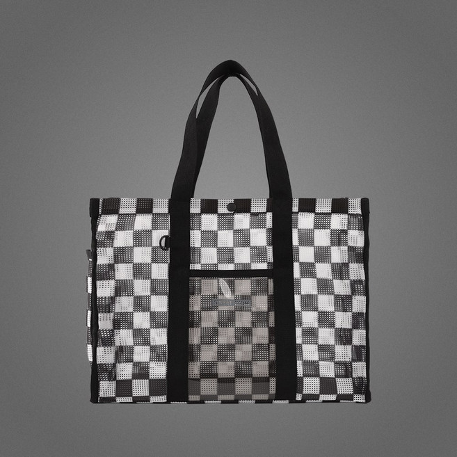 스윗스윔 딜라이트 비치 메쉬 토트백, M, 체크블럭