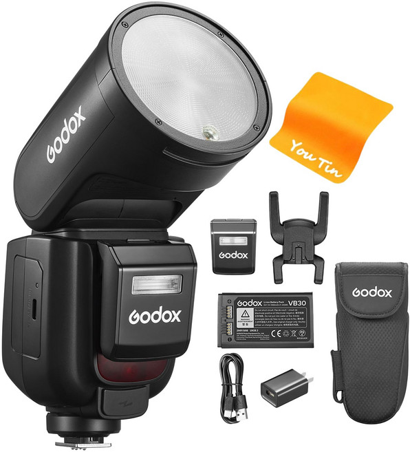 GODOX V1Pro-S TTL 18000HSS 76W 2.4GTTL 2W LED Type-C VB30 (GODOX V1 -S 리튬 이온 둥근, 1개