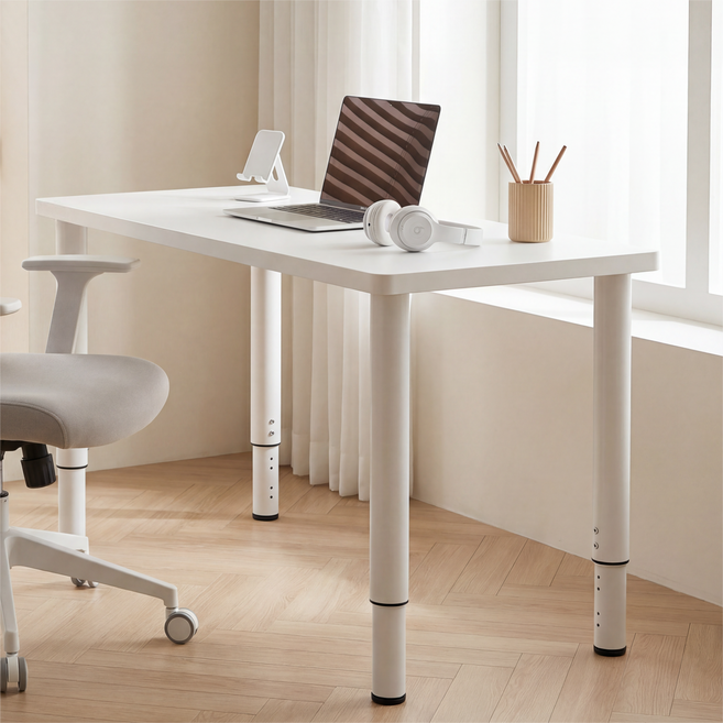 Unihome E0급 높이조절 튼튼한 사무용 컴퓨터 책상, 화이트