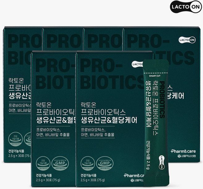 락토온 프로바이오틱스 생유산균 혈당케어 30p, 75g, 6개