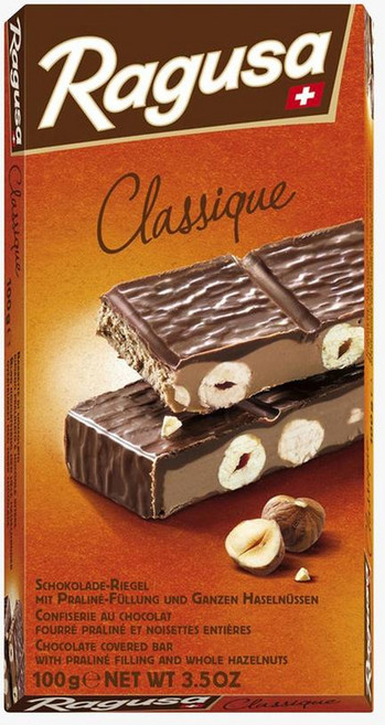 프랑스 라구사 Ragusa Classic Chocolate 클래식 프랄린 헤이즐넛 초콜릿바 100g, 8개