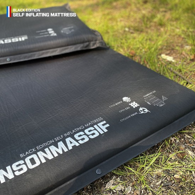 빈슨메시프 자충매트 프리미엄8T 더블 캠핑 2인 에어 휴대용 블랙, 카키