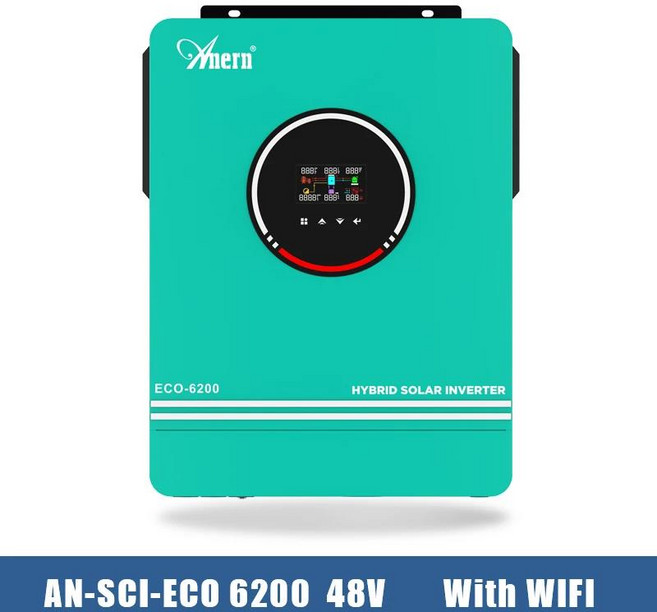 Anern 10.2KW 하이브리드 태양광 인버터 48V 순수 사인파 내장 Mppt 160A 컨트롤러, 02 AGH-6.2KW with WIFI, 01 220-240V, 1개