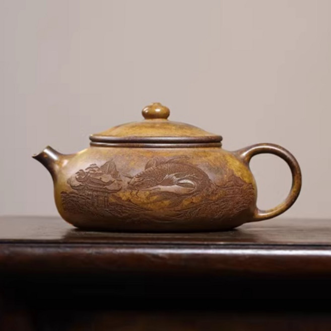 호화랑 보이차주전자 도자기찻주전자 이싱자사호 자사다관 실력파도예인 수공제작 고온단니 여어득수 180ml tt1535, 자사호, 1개