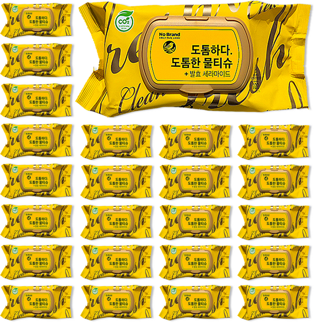 노브랜드 도톰한 캡형 물티슈 100매, 24개, 305g