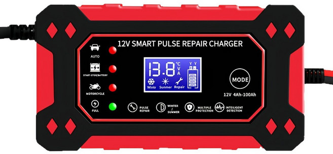 12V汽車電瓶充電器 摩托車電瓶充電器, 12V6A充電器夾子款（歐規插頭）