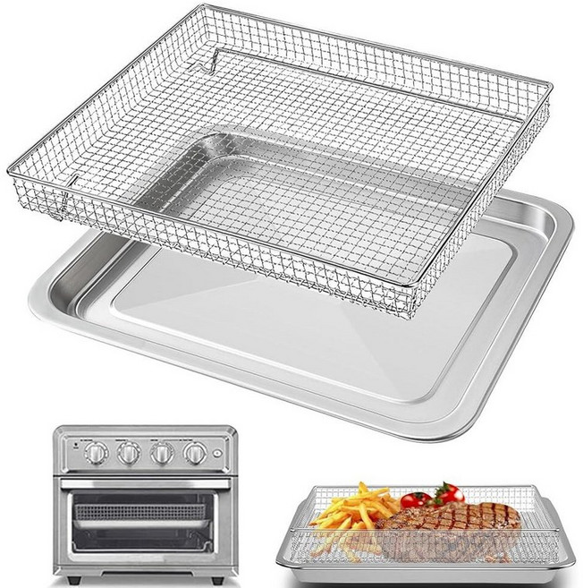 Cuisinart TOA-60 TOA-65 TOA-70 토스터 에어 프라이어 컨벡션 오븐용 바스켓 트레이 교체품 31.9 x 27.9cm(12.4 11인치) 메시 스테인리스