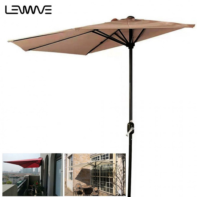 청성기업 런웨이브 벽면 하프 파라솔 사이드 베란다 테라스 어닝 파라솔 /물통 받침대(별도), 벽면 하프파라솔본체(아이보리)