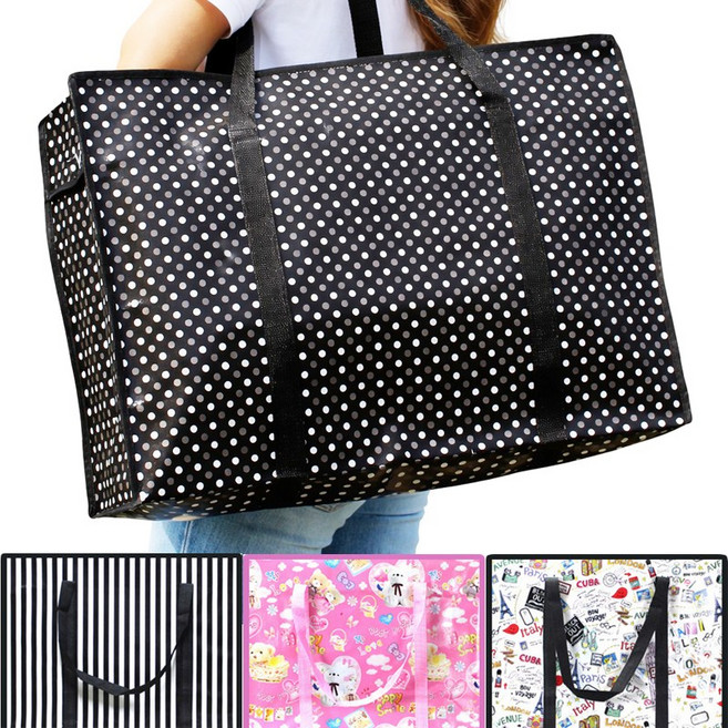 타포린백 여행 보조 캠핑 부직포 이사 가방 쇼핑백, 4.XL(특대)-폴카