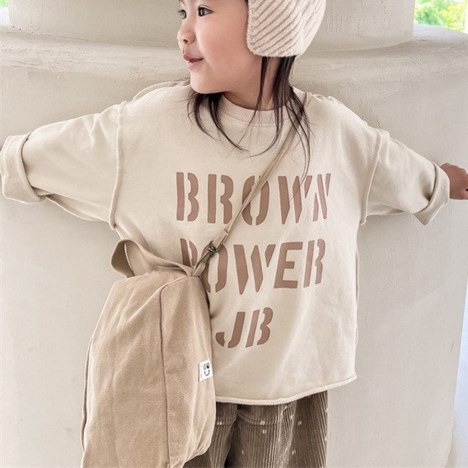 구빠방 아동 레터링 맨투맨 티셔츠