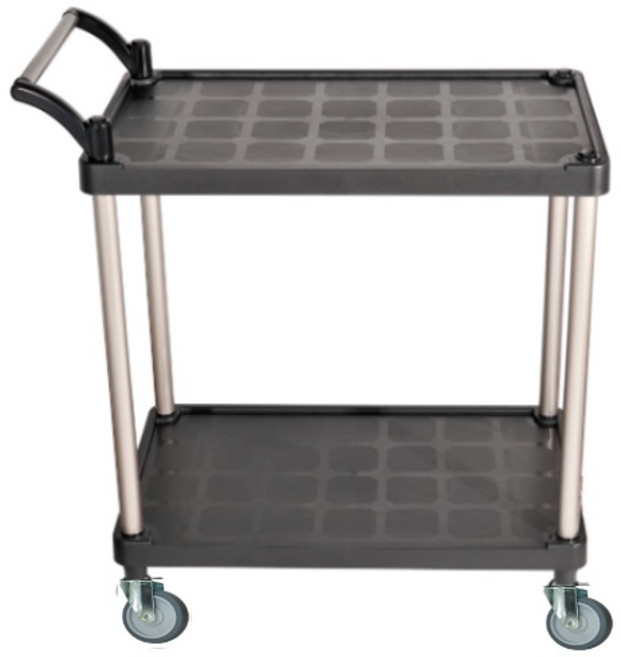 돈쓸어카 튼튼 서빙카트 2단 식당카트 주방카트 업소용서빙카트 가정용, 회색바퀴, 1개, 블랙+중