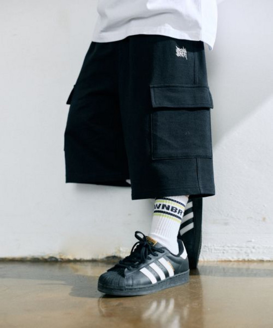 브라운브레스 KIDS brownbreathkids KIDS JERSEY BERMUDA CARGO PANTS - BLACK