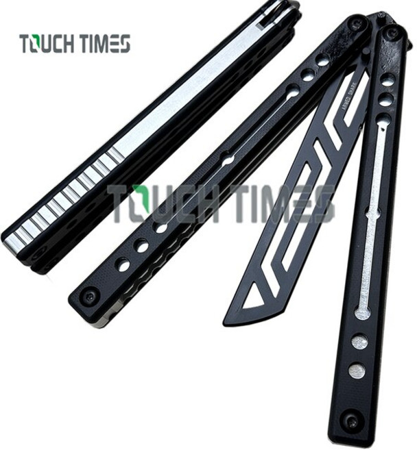 연습용 발리송 ARMED 샤크 노틸러스 V2 클론 발리송 플리퍼 버터플라이 트레이너 나이프 7075 알루미늄, 14 Black Silver, 1개