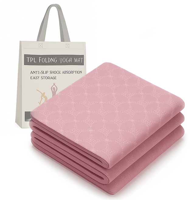핫쏘잇 8mm 논슬립 접이식 요가매트, 핑크, 1개