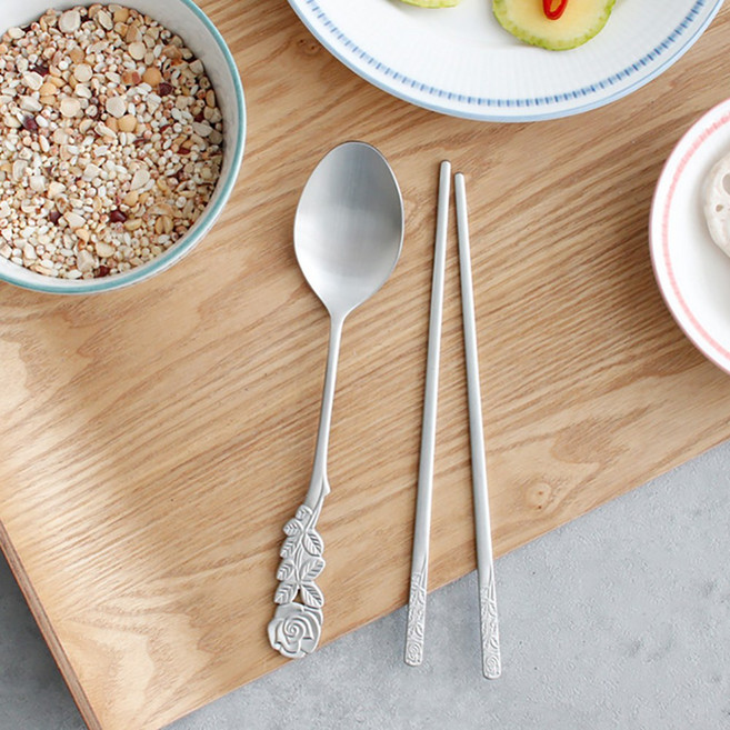 빈티지 장미 어린이 수저세트, 1개