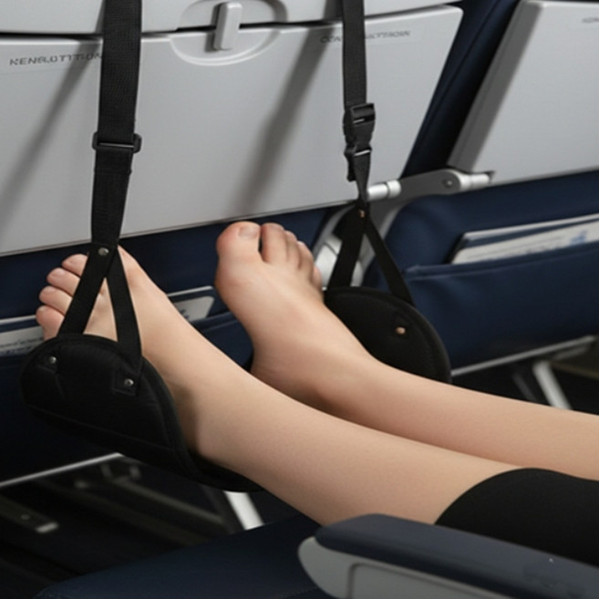 기내용 비행기 발 해먹 풋레스트 여행용 다리 받침대 휴대용 걸이식, 1개