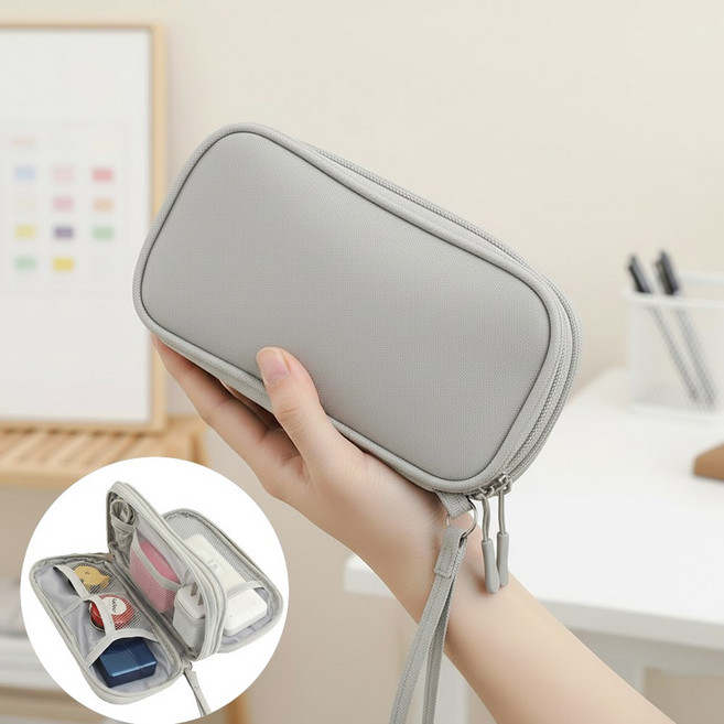 USB 케이블 수납 방수 멀티 파우치, 그레이