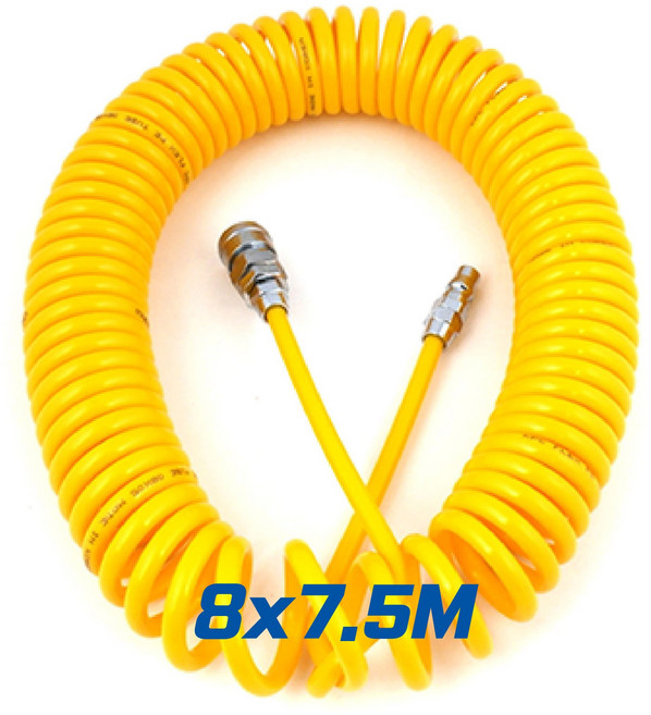 국산 코일에어호스 노랑 / 블루(특A급) 에어줄 타카호스 콤프레샤호스 에어호수 컴프레셔, 1개