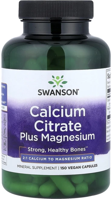Swanson 칼슘시트레이트 플러스 마그네슘 베지 캡슐 150정, Swanson칼슘시트레이트플러스마그네슘베지캡슐150정, 1개 - 쿠팡