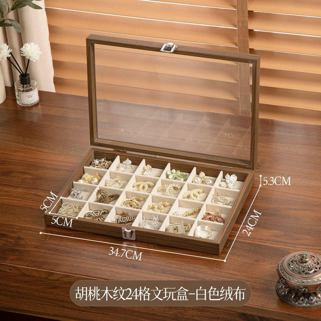 超值 手串收納盒展示收納復古文玩手鐲項鍊手鍊防塵耳環飾品首飾盒 副廠商品