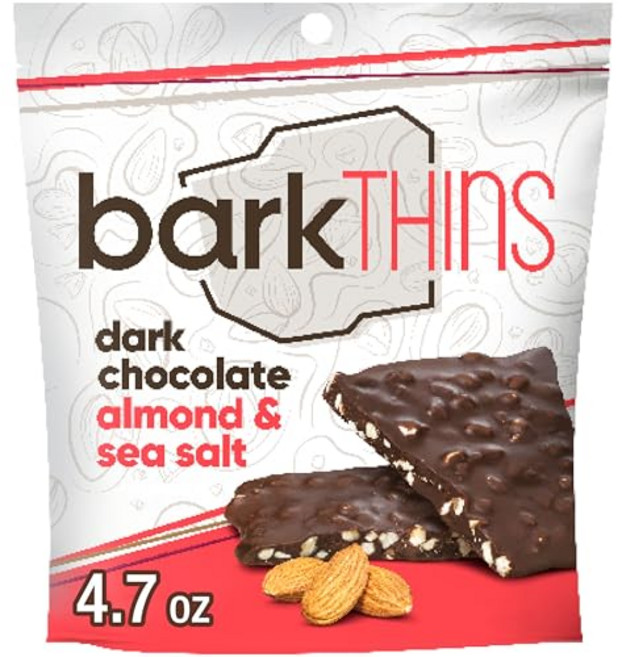 바크씬 다크 초콜릿 아몬드 및 씨 솔트 스낵 초콜릿 봉지 barkTHINS Dark Chocolate Almond and Sea Salt Snacking Chocolate B, 133.24g, 6개