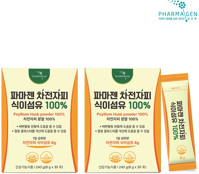 파마젠 차전자피 식이섬유 100, 240g, 2개 - 쿠팡