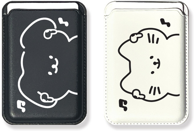 맥세이프 카드지갑 사운즈굿 댕냥 커플 우정 디자인 아이폰 가죽 카드 지갑 맥세이프지갑 교통카드, 1개, 화이트-사운즈굿 냥이