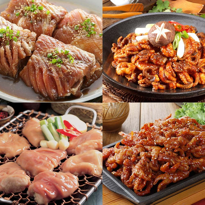 더블에프엔비 [대용량] 냉동 양념육 / 돼지막창 소막창 돼지왕구이 양념쭈꾸미 무뼈닭발 소곱창전골, 무뼈닭발250gX4, 4개, 250g