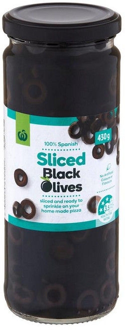 호주 울월스 Woolworths Black Sliced Olives 슬라이스 블랙 올리브 통조림, 3개, 430g
