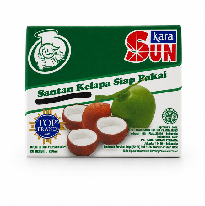 인도네시아 산탄 코코넛 크림 200ml Sun Kara Santan Coconut Cream, 3개