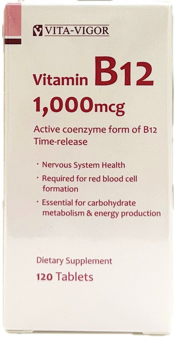VITA-VIGOR 維他命B12錠 緩釋型高單位活性配方, 1個, 120顆