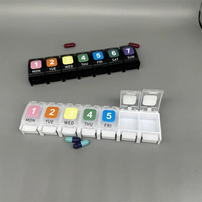휴대용 7일 일주일 약통 2개 세트, 블랙 + 화이트 - 쿠팡