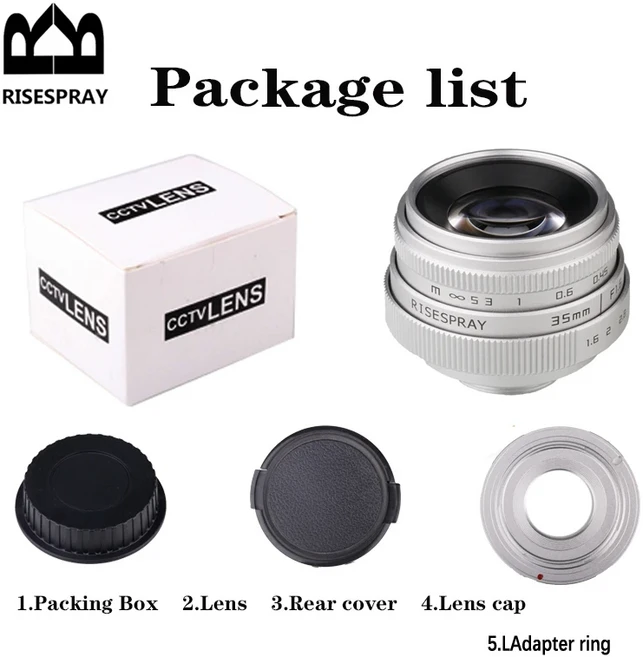 Canon EOSM Nikon N1 Fuji FX Sony NEX Olympus Micro 4/3 미러리스 카메라용 35mm F1.6 수동 초점 프라임, 01 silver, 04 니콘 1, 01 빠른  Mainland