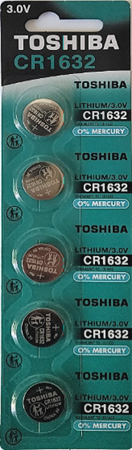 도시바 CR1632 X 5알 3V 리튬코인전지 스마트키 자동차키 리모컨 리모콘 계산기 체중계 혈당계 배터리 건전지, 1세트, 5개