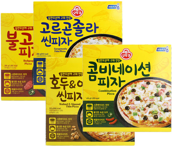 오뚜기 피자 X 4판 (냉동_콤비/불고기/고르곤/호두), 415g, 01. 콤비네이션 415g X 4판