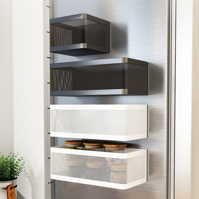 마그네틱 바구니 선반 냉장고 세탁기 현관문 다용도 수납함 정리함, 1개, 화이트