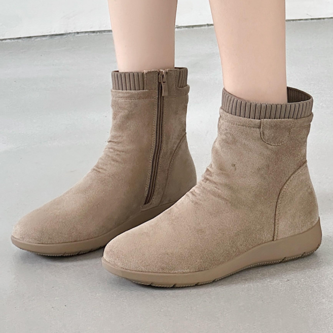 여성 앵클 발편한 스웨이드 미들 부츠