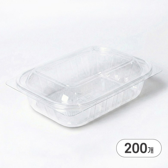 일회용 샐러드용기 JH 206 투명 200세트-소분 일회용 포장 배달 반찬 용기, 1박스, 200세트