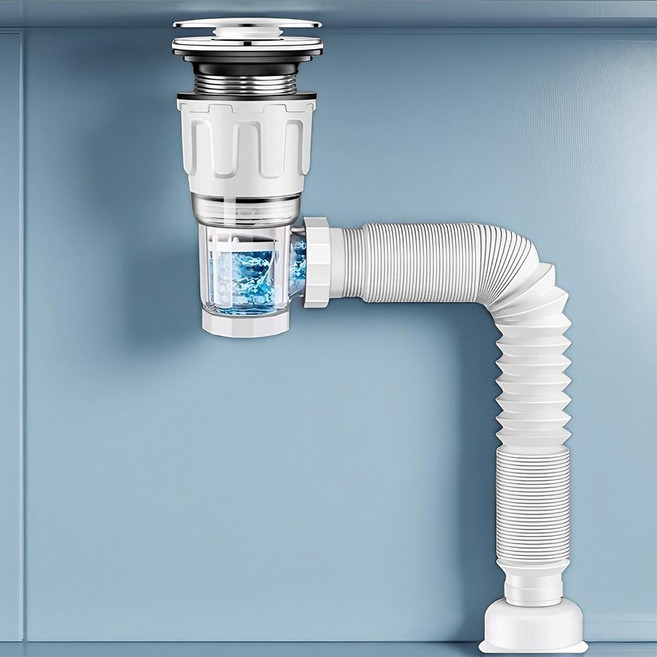 픽커리 만능 멀티 세면대 배수구 냄새 벌레 차단 트랩 자동 팝업 일체형 배수관, 1개