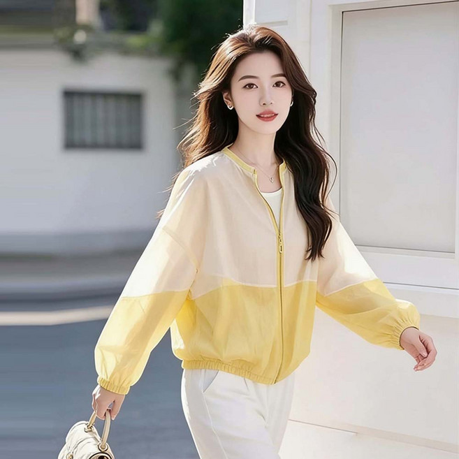 TKX 여성 여름 가벼운 후드 자외선 차단 아웃도어 캐주얼 루즈핏 바람막이 재킷