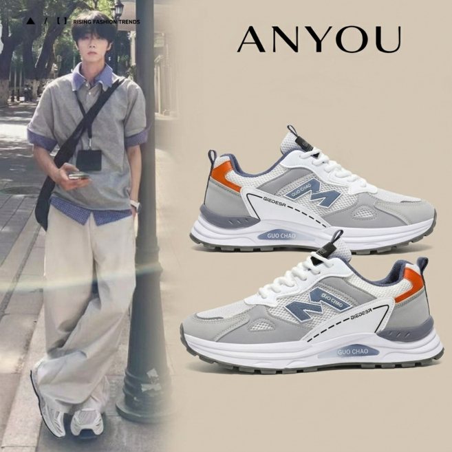 ANYOU 남성용 키높이 어글리슈즈 통기성 메쉬 런닝화 캐주얼 스니커즈 컴포트 댐핑