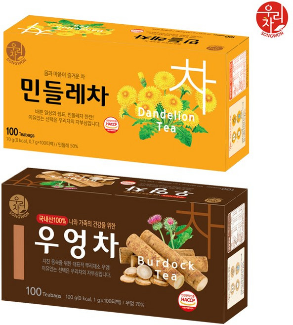 송원 우엉차 +민들레차, 2개, 100개입, 700mg